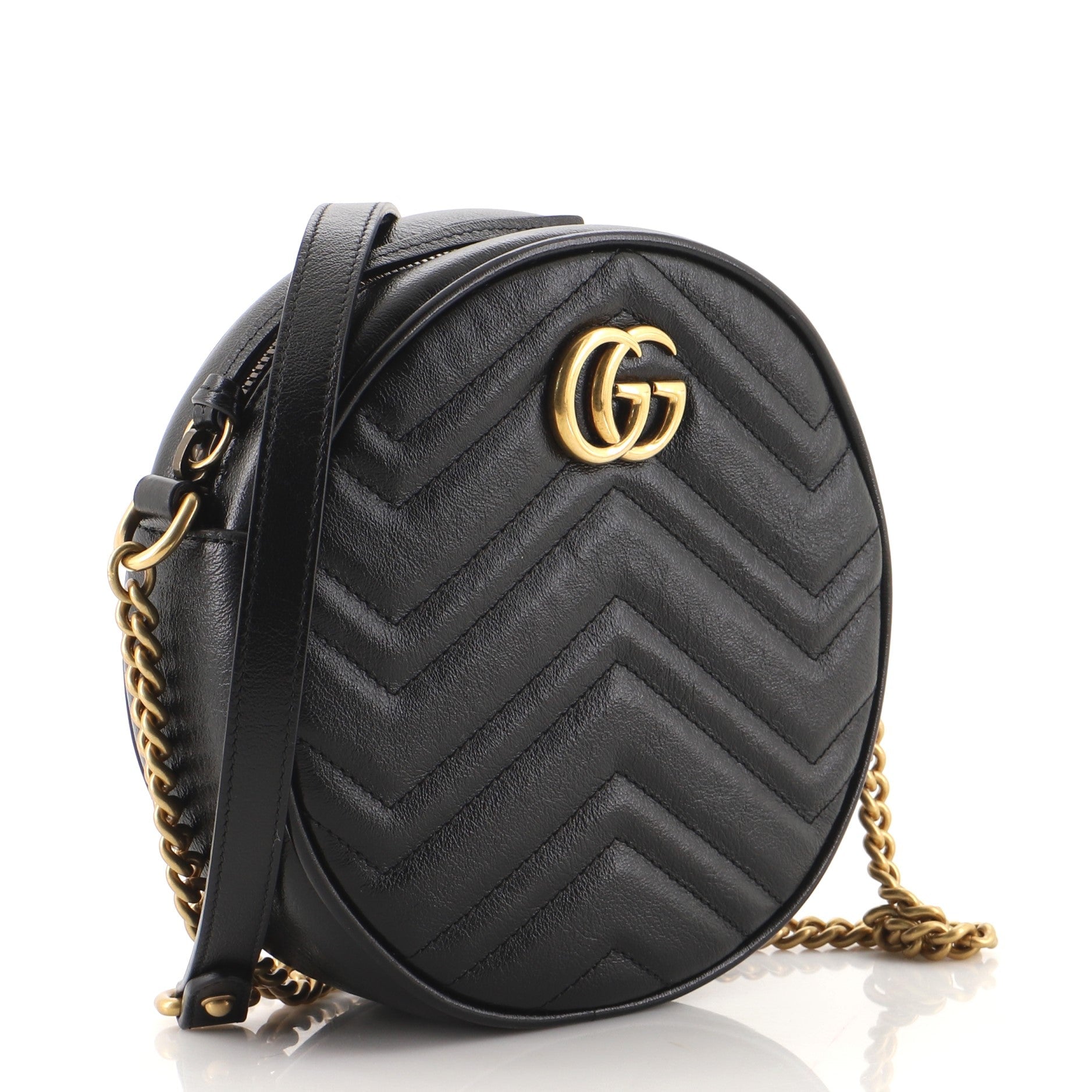 GG Marmont Round Shoulder Bag Matelasse Leather Mini