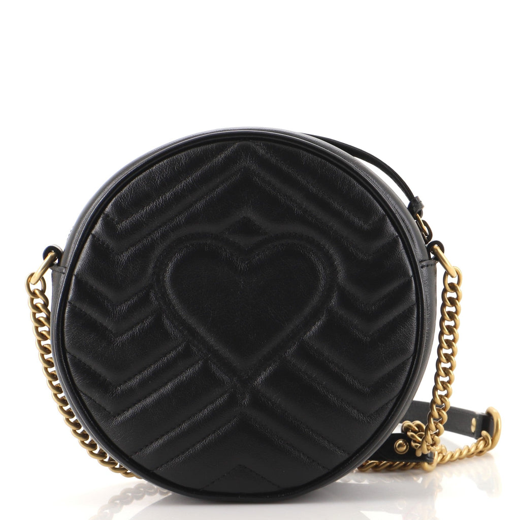 GG Marmont Round Shoulder Bag Matelasse Leather Mini