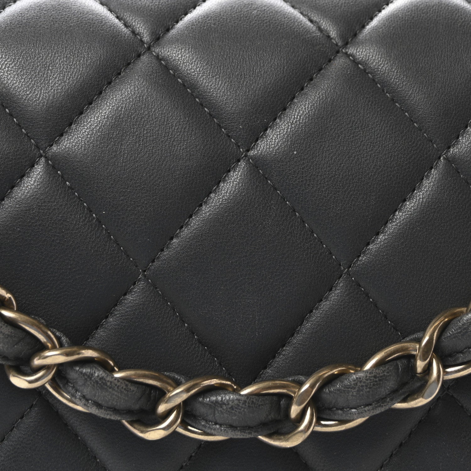 Lambskin Quilted Jumbo Double Flap Dark Grey