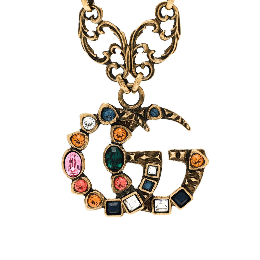 Crystal Marmont Necklace Aged Gold Multicolor