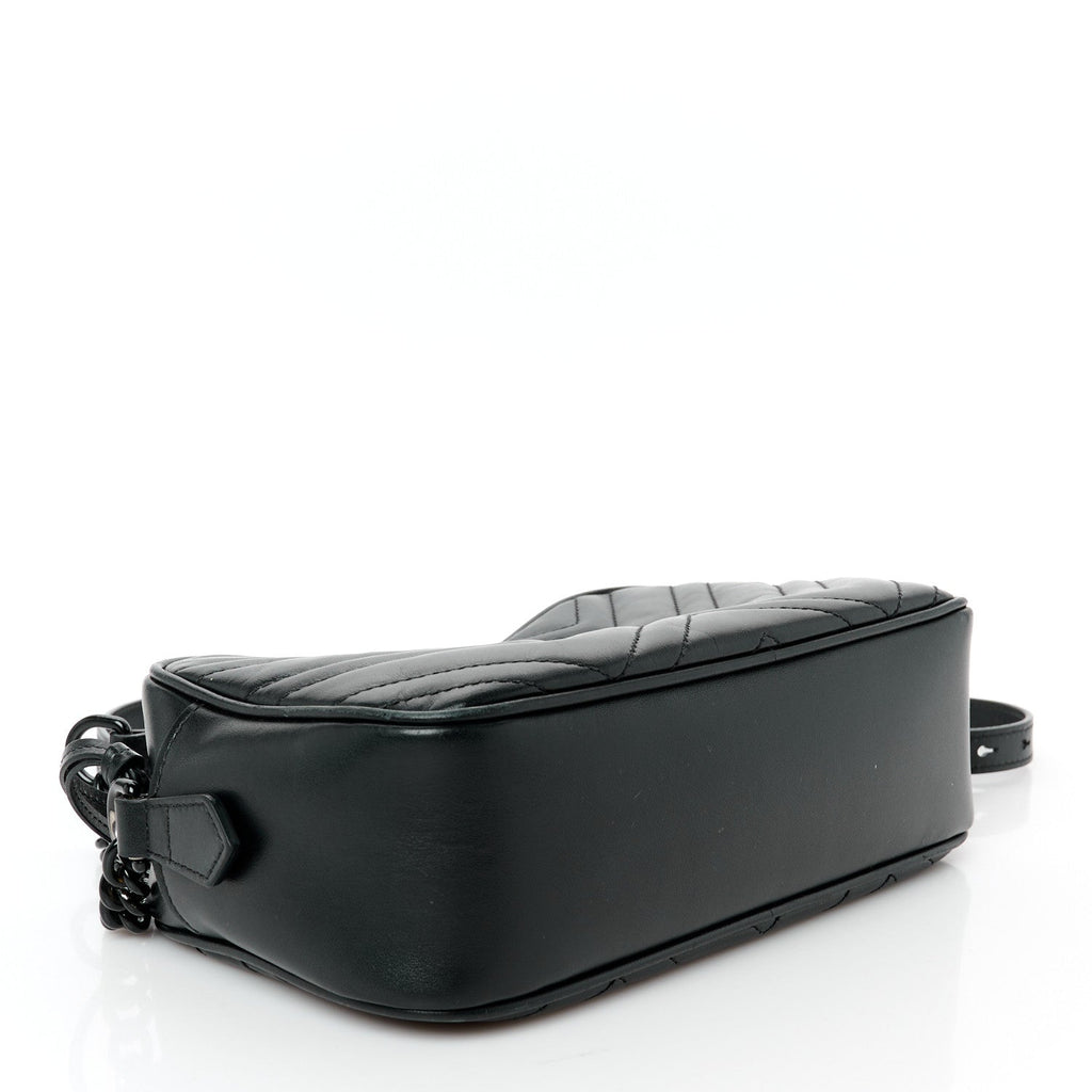 Calfskin Matelasse Monochrome Small GG Marmont Chain Shoulder Bag Black
