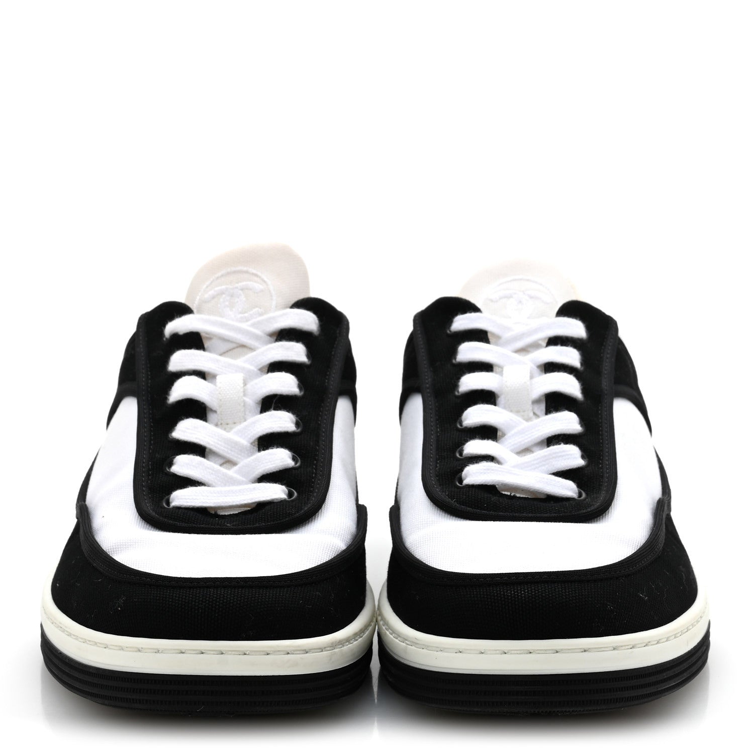 Fabric Womens Logo Sneakers 39.5 Black White