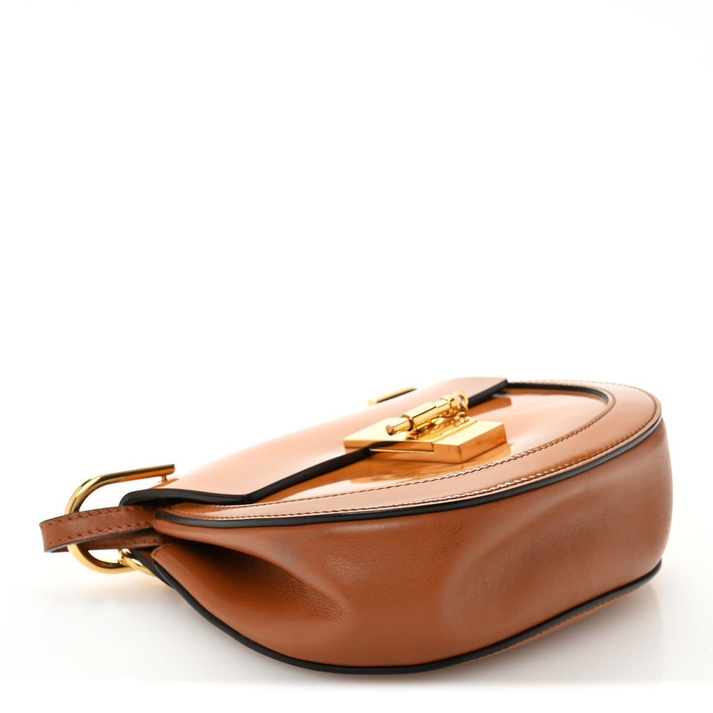 Patent Calfskin Mini Drew Bijou Shoulder Bag Caramel