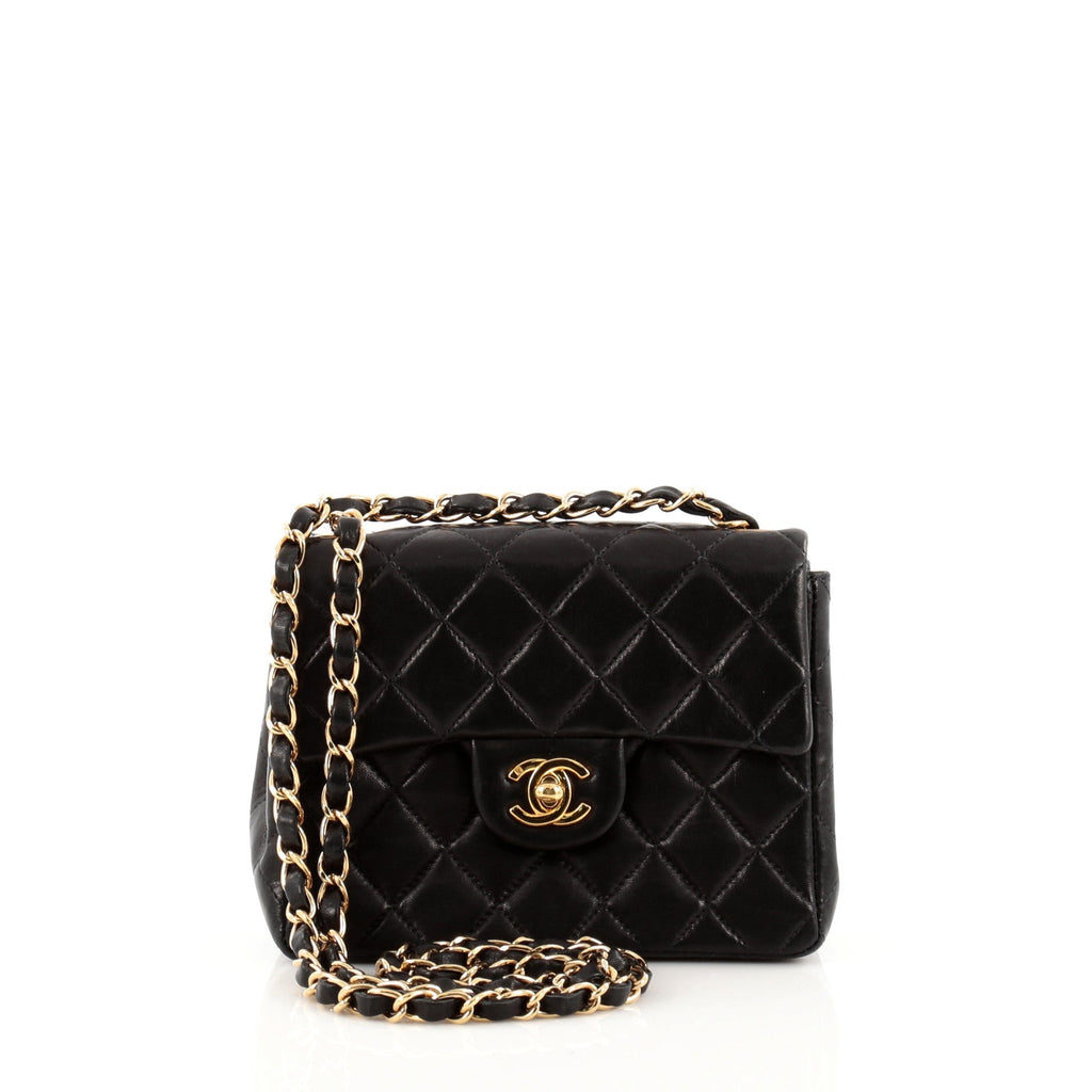 Vintage Square Classic Single Flap Bag Quilted Leather Mini