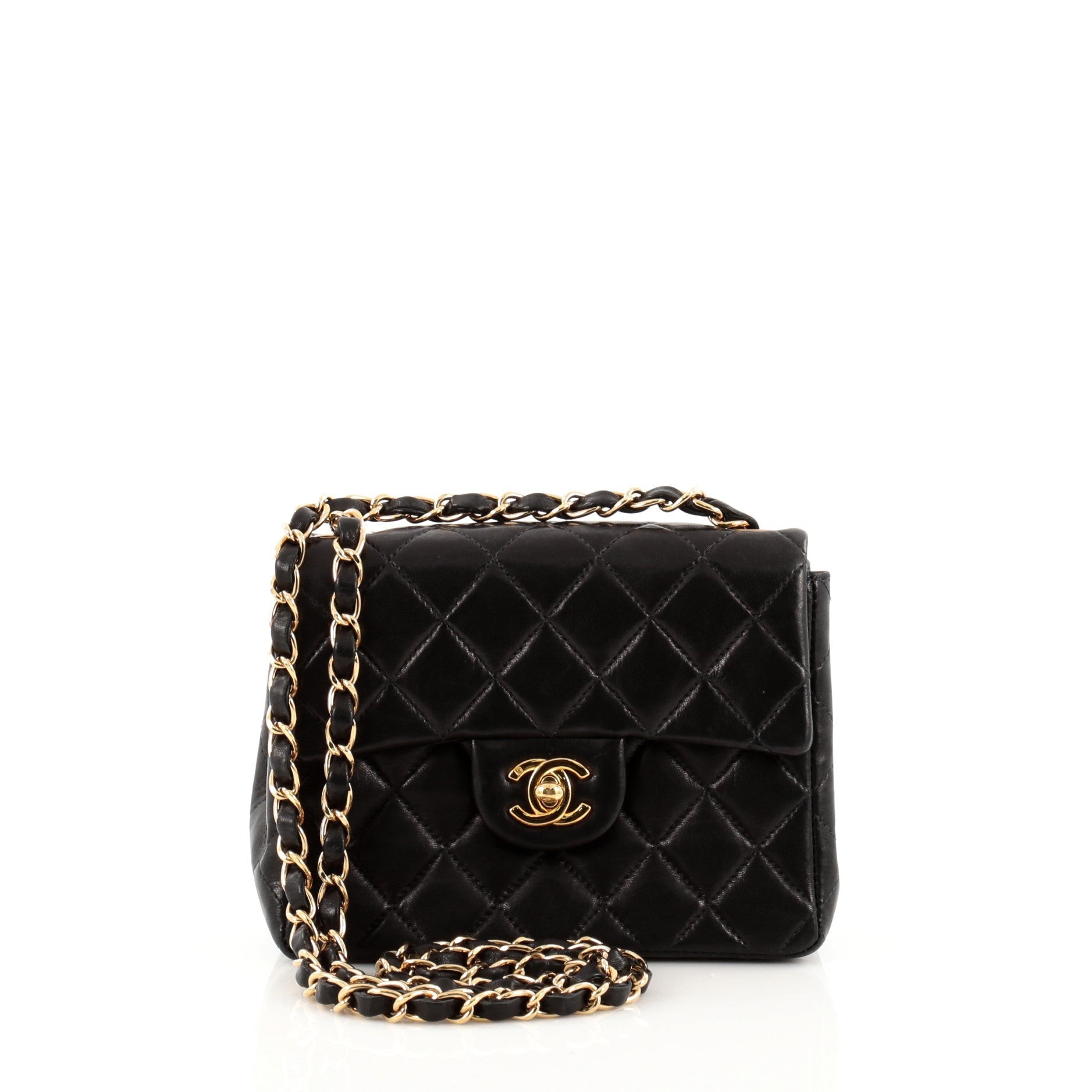 Vintage Square Classic Single Flap Bag Quilted Leather Mini