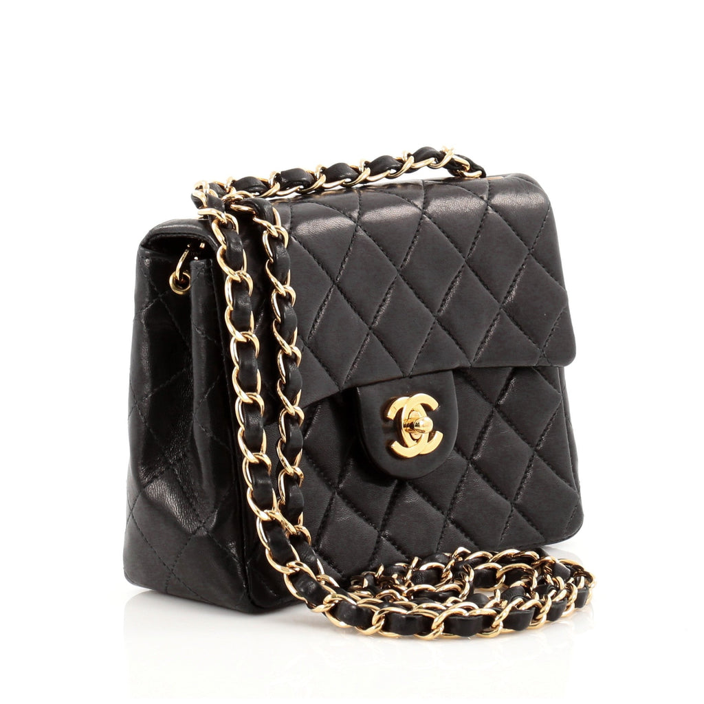 Vintage Square Classic Single Flap Bag Quilted Leather Mini