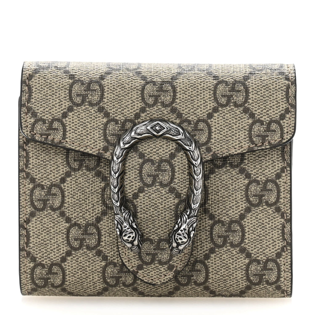 GG Supreme Monogram Dionysus  Case Wallet Beige Taupe