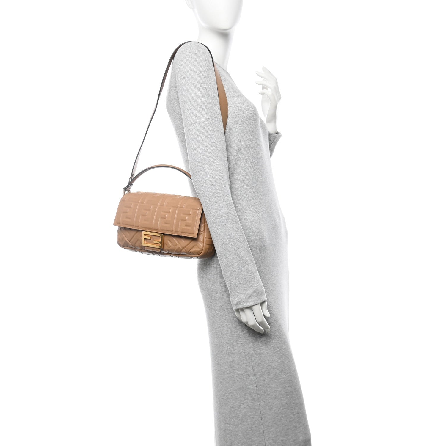 Nappa FF 1974 Embossed Baguette Miele Scuro