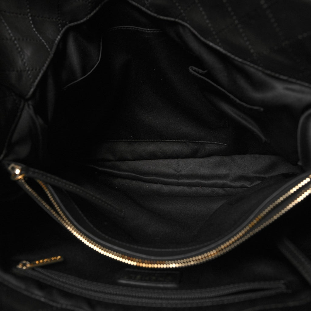 Lambskin Quilted CC Pocket Shopping Tote Black