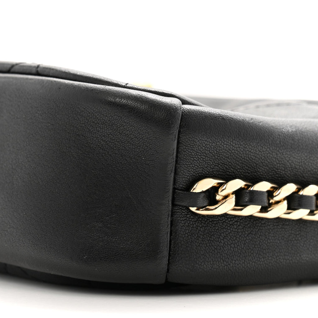 Goatskin Quilted Small Casual Trip Camera Case Black