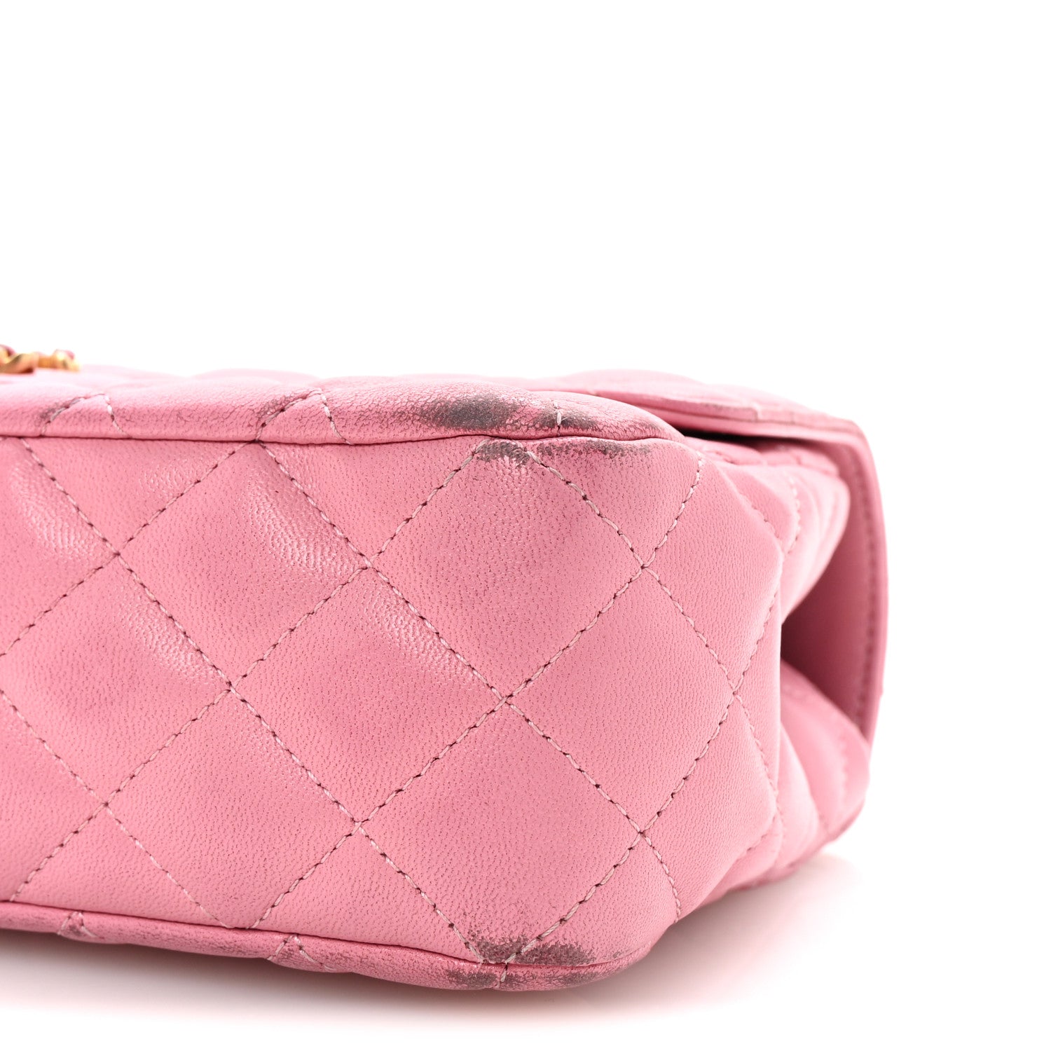 Lambskin Quilted Mini Strass On Top Flap Pink
