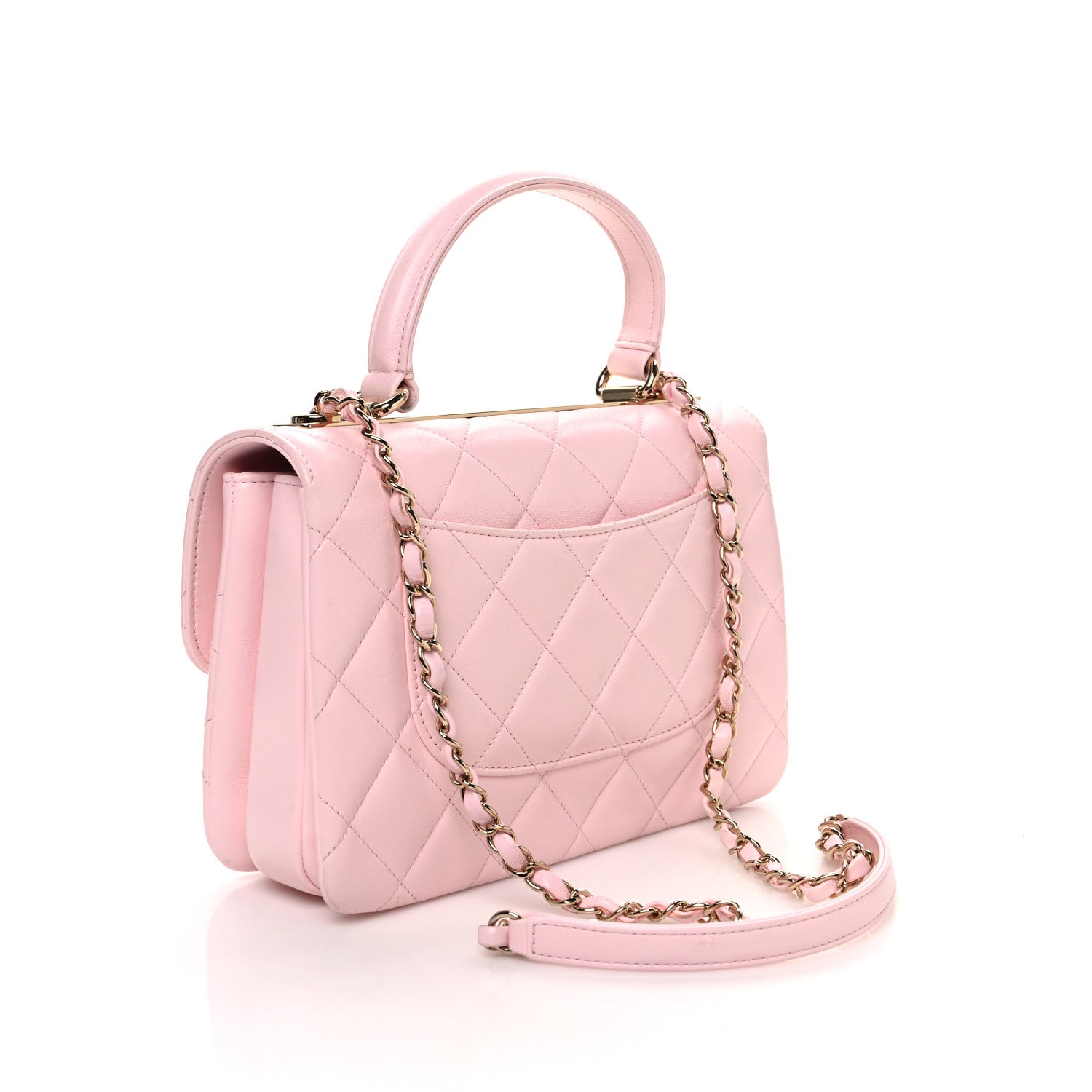 Lambskin Quilted Small Trendy CC Flap Dual Handle Bag Light Pink
