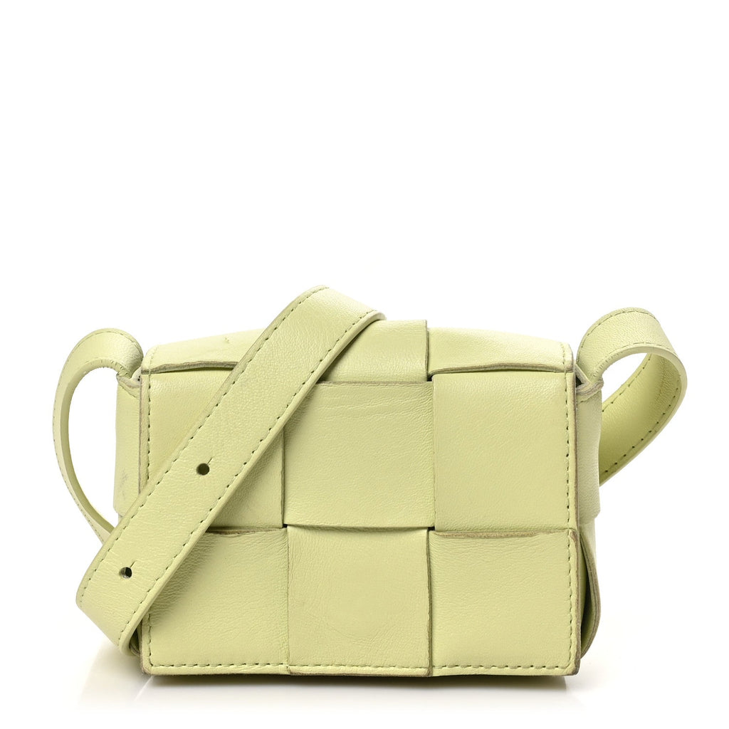 Lambskin Maxi Intrecciato Extra Mini Cassette Crossbody Bag Lemon Washed