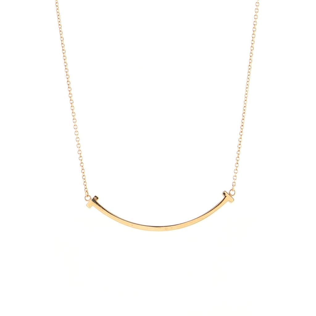T Smile Pendant Necklace 18K Rose Gold Small