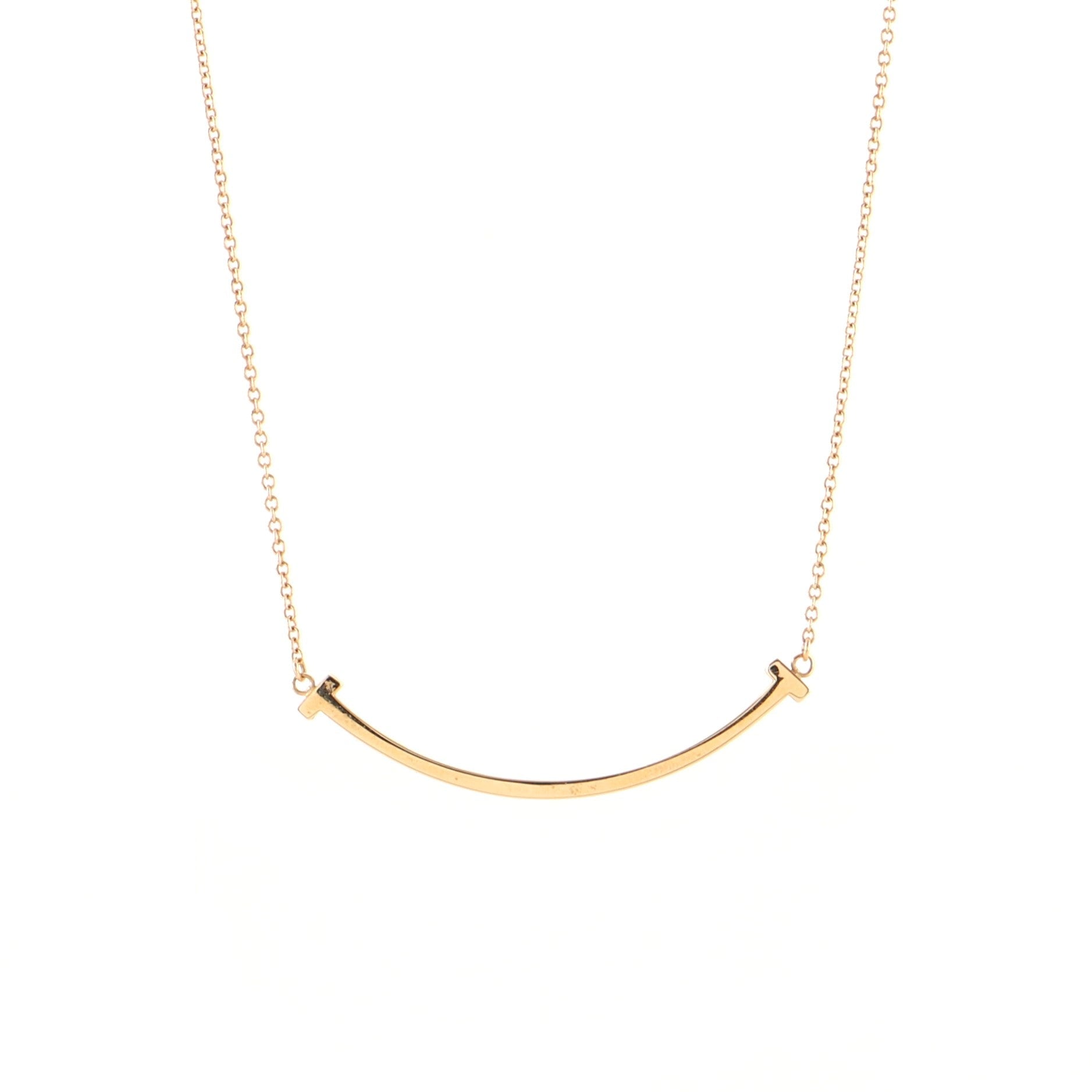 T Smile Pendant Necklace 18K Rose Gold Small