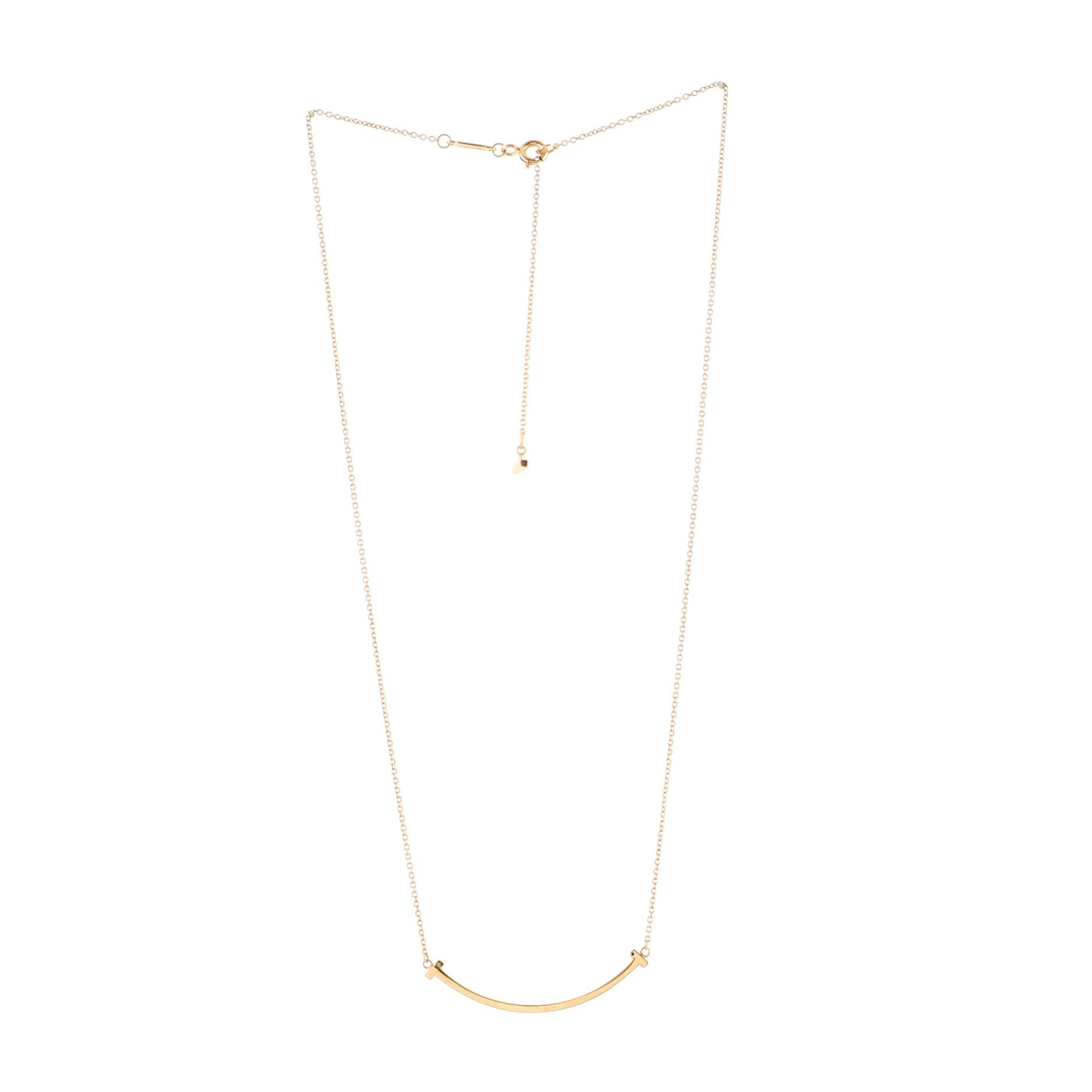 T Smile Pendant Necklace 18K Rose Gold Small