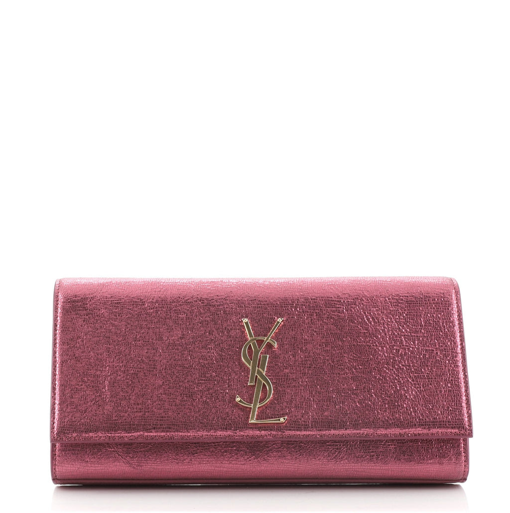 Classic Monogram Clutch Metallic Calfskin Long