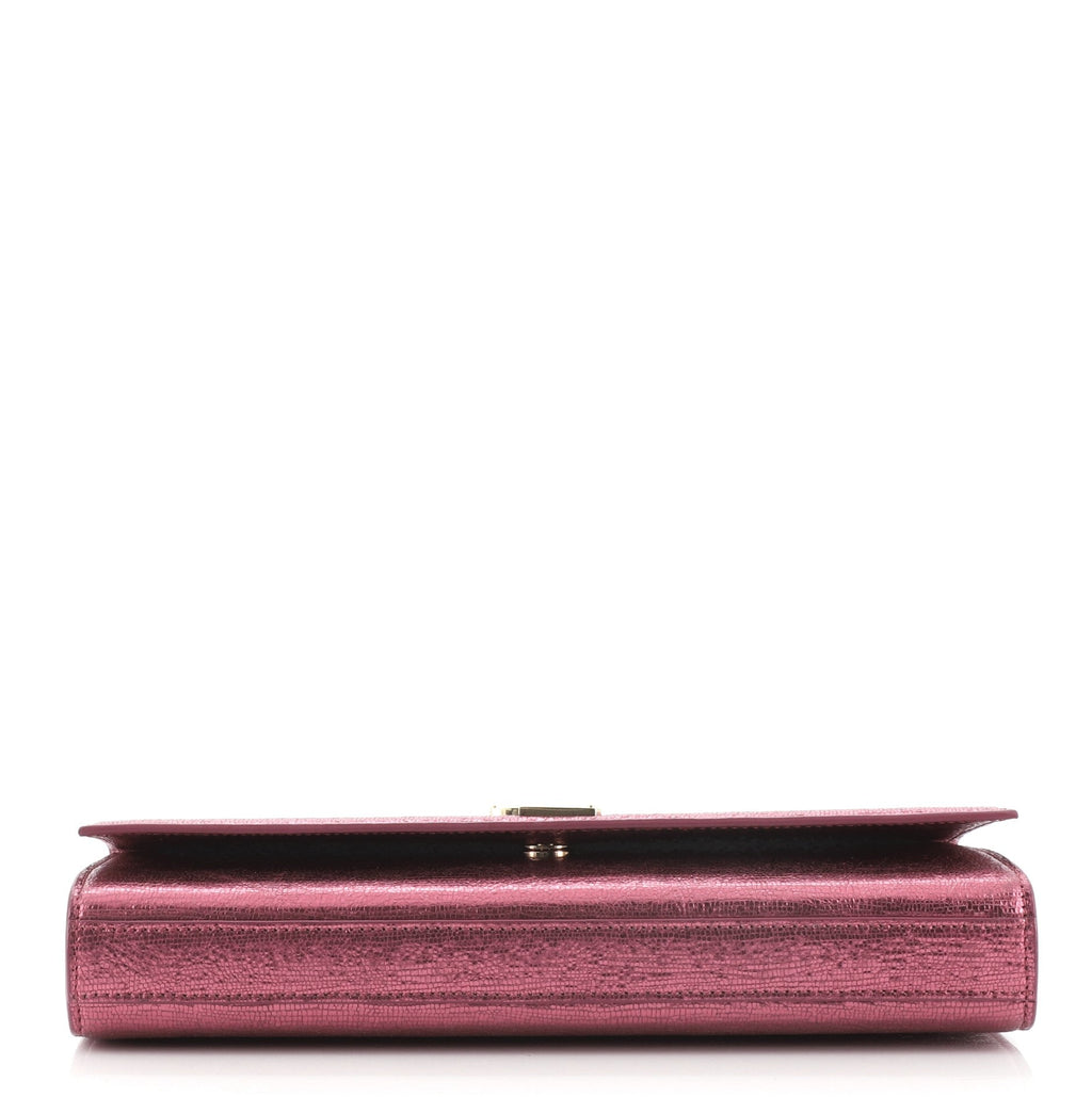Classic Monogram Clutch Metallic Calfskin Long