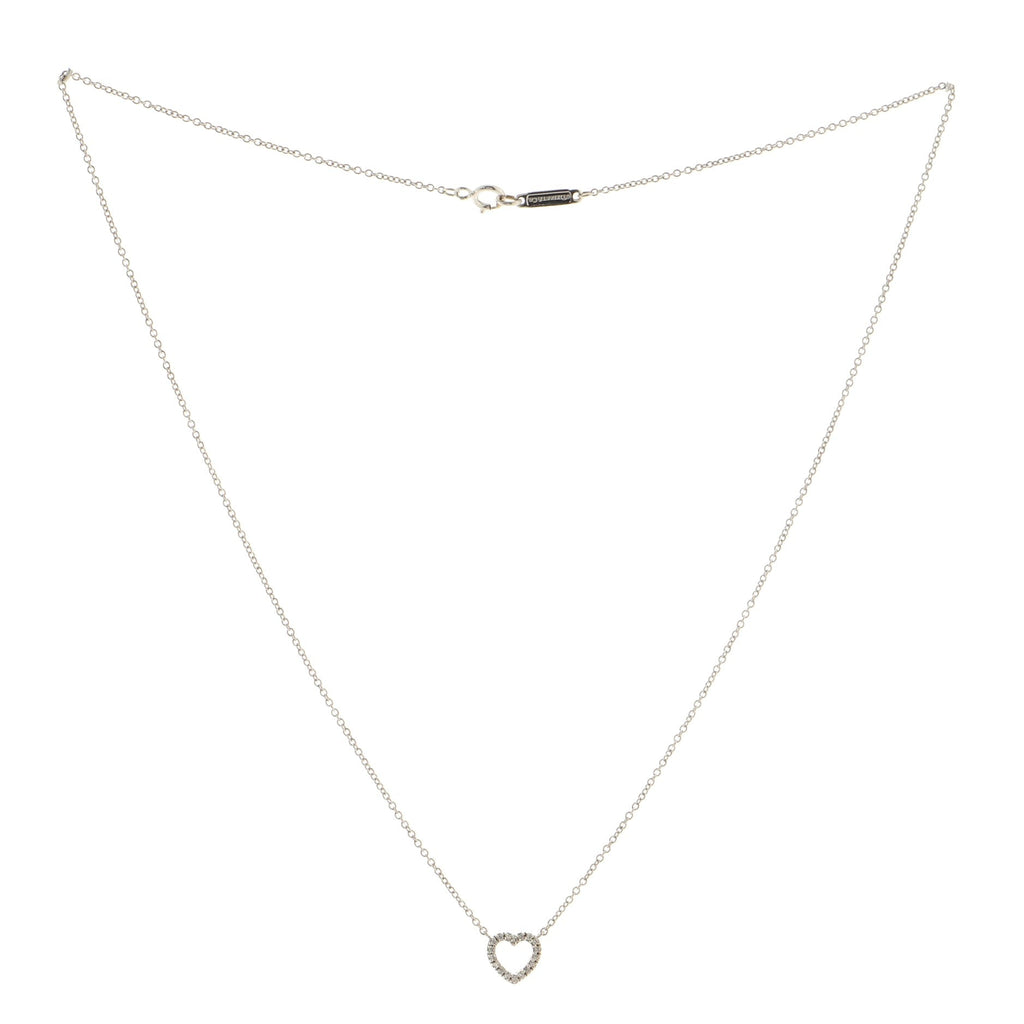 Metro Heart Pendant Necklace 18K White Gold and Diamonds Mini