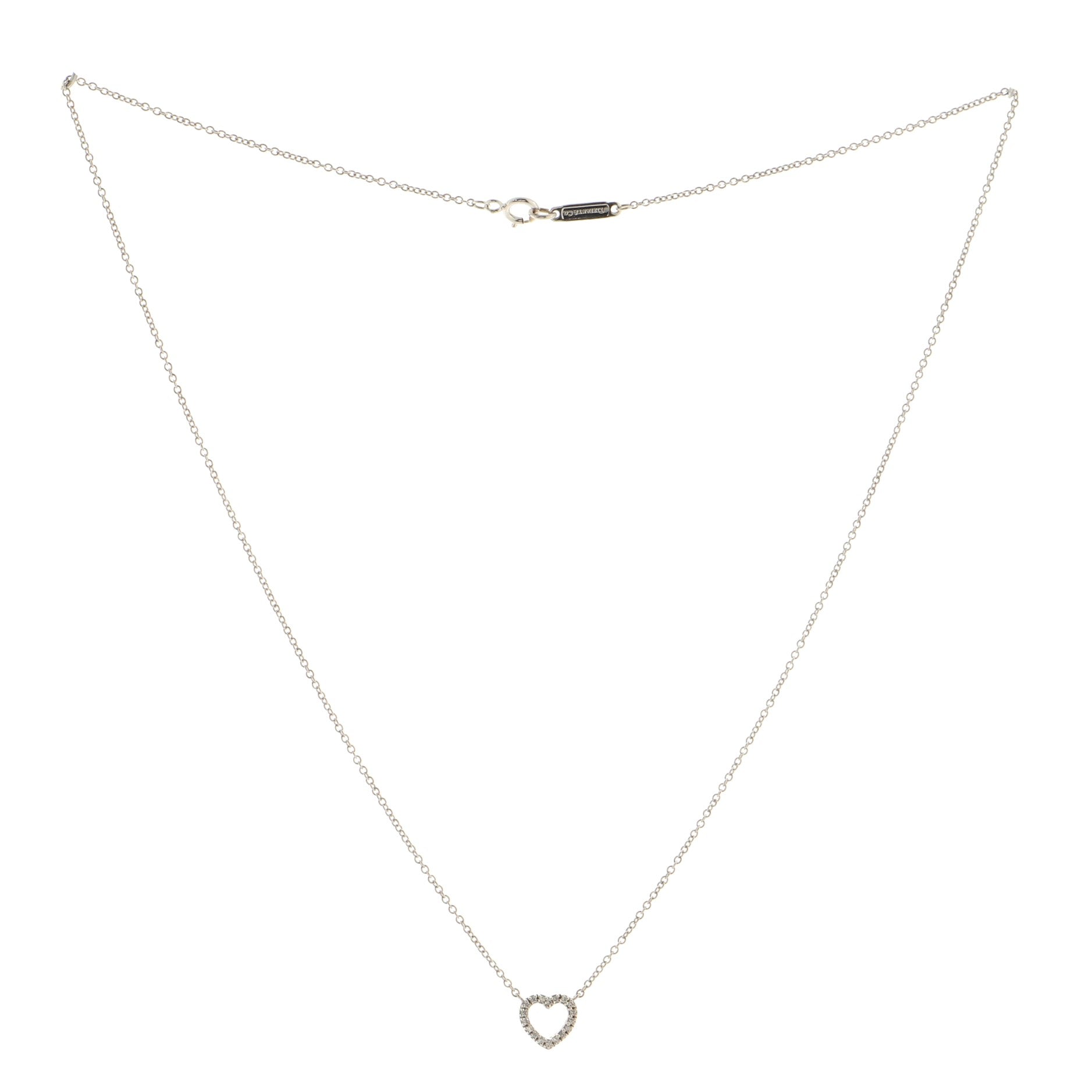 Metro Heart Pendant Necklace 18K White Gold and Diamonds Mini