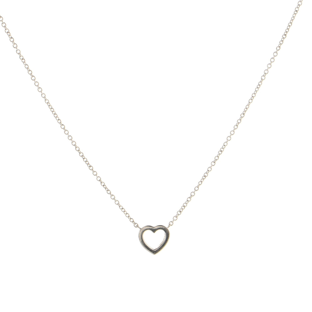 Metro Heart Pendant Necklace 18K White Gold and Diamonds Mini