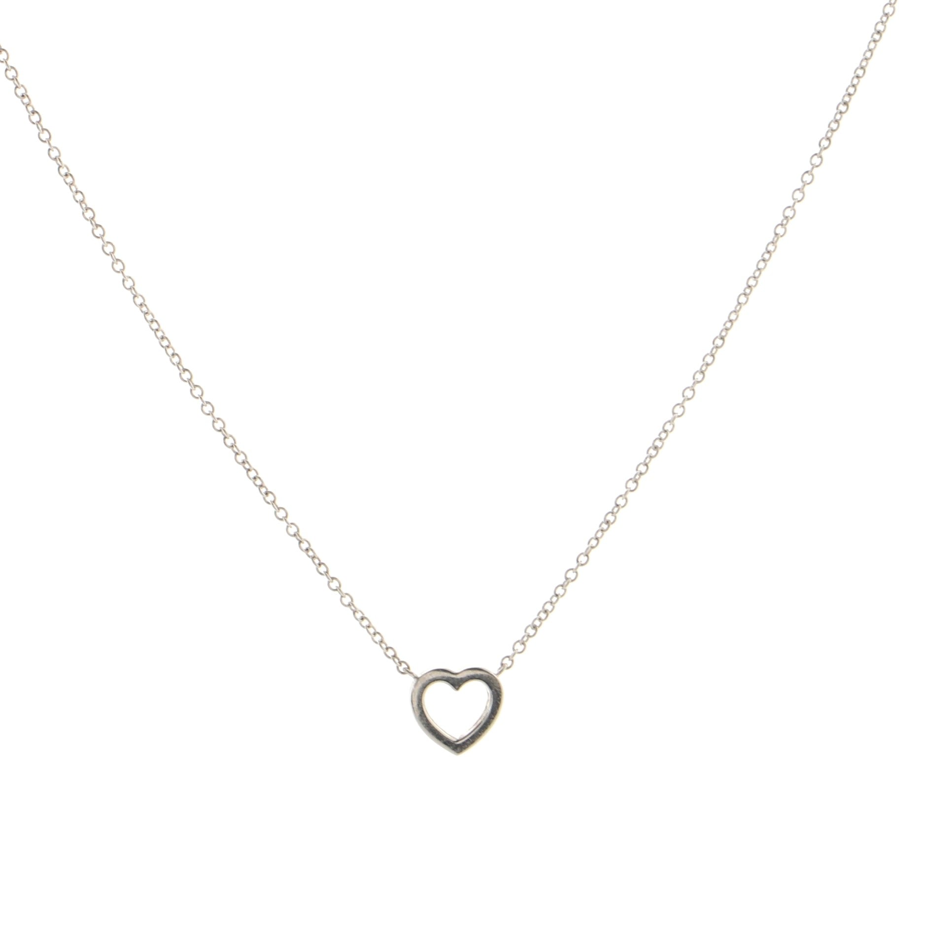 Metro Heart Pendant Necklace 18K White Gold and Diamonds Mini