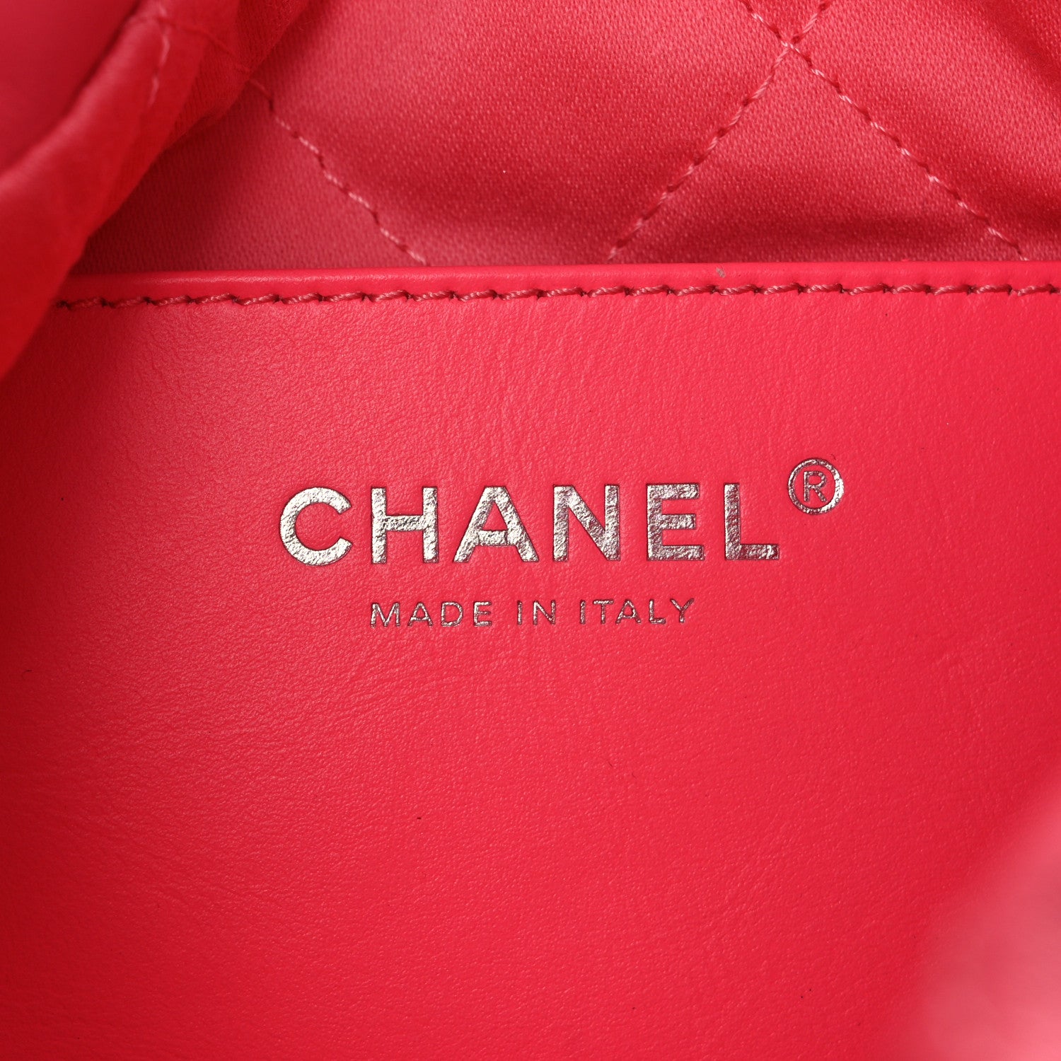 Shiny Calfskin Quilted Rainbow Metal Mini Chanel 22 Coral Pink