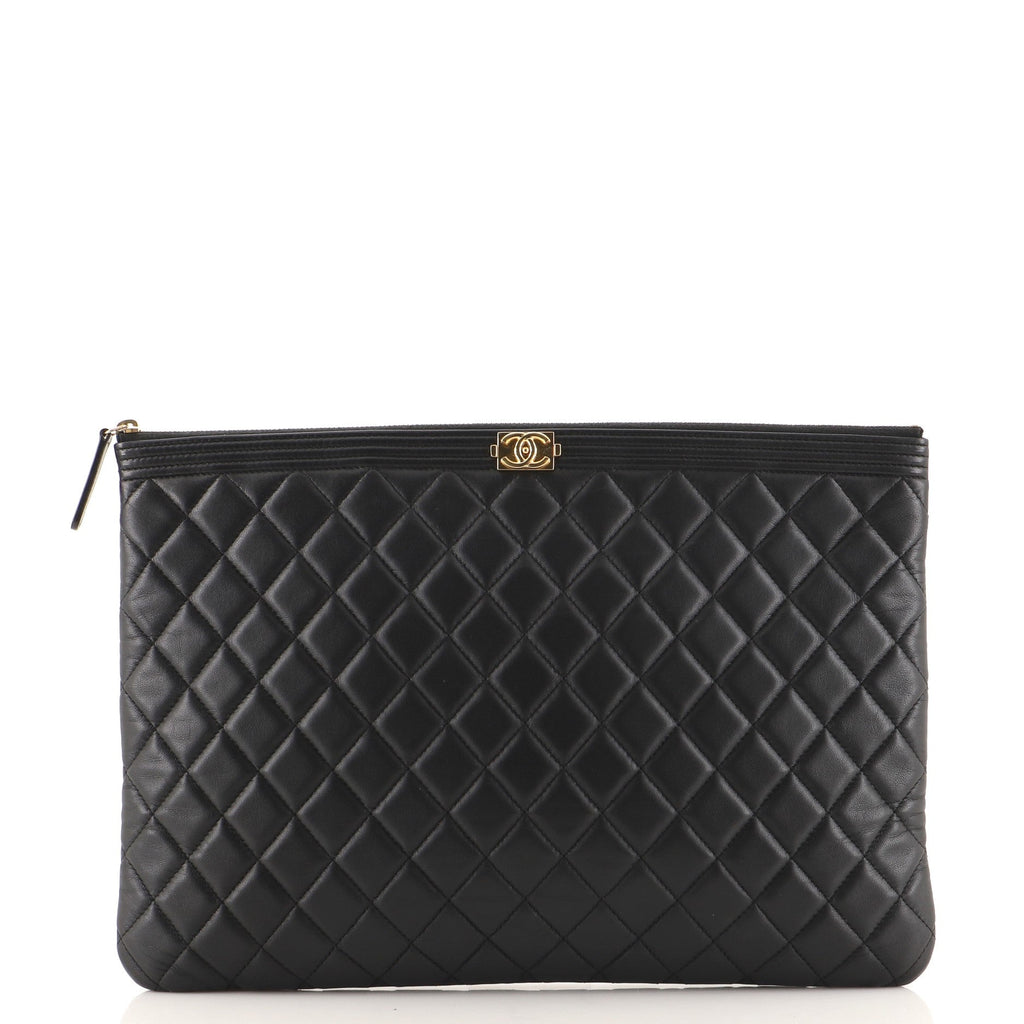 Boy O Case Clutch Quilted Lambskin Large