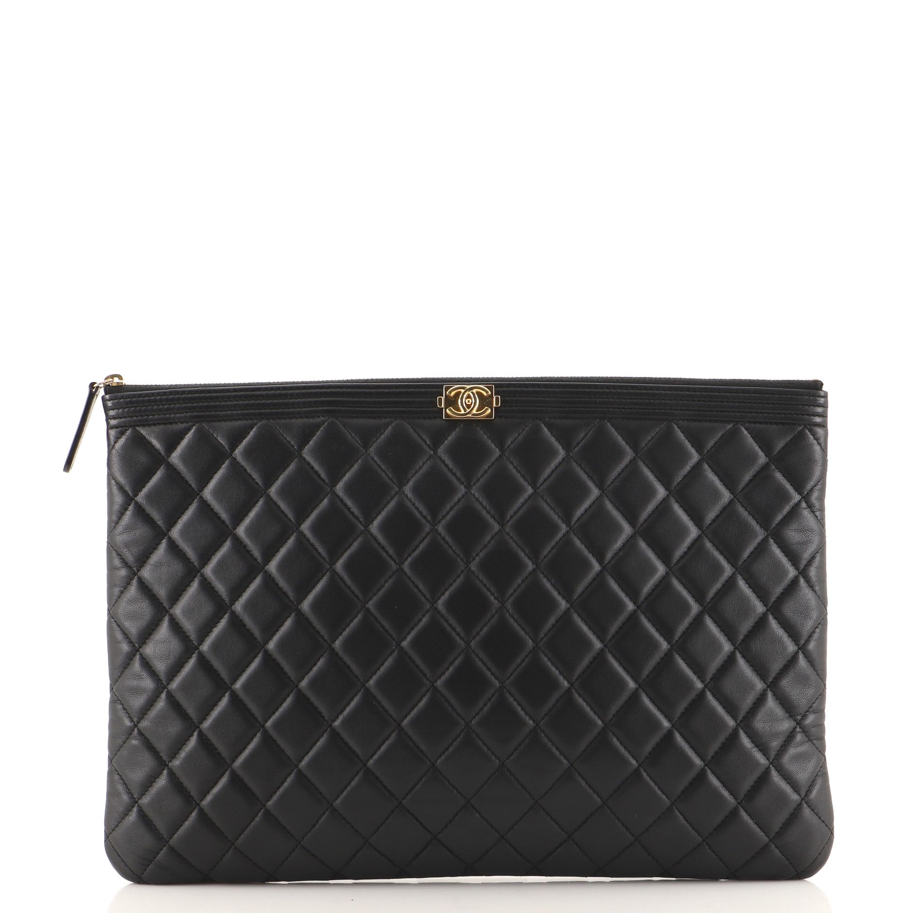 Boy O Case Clutch Quilted Lambskin Large