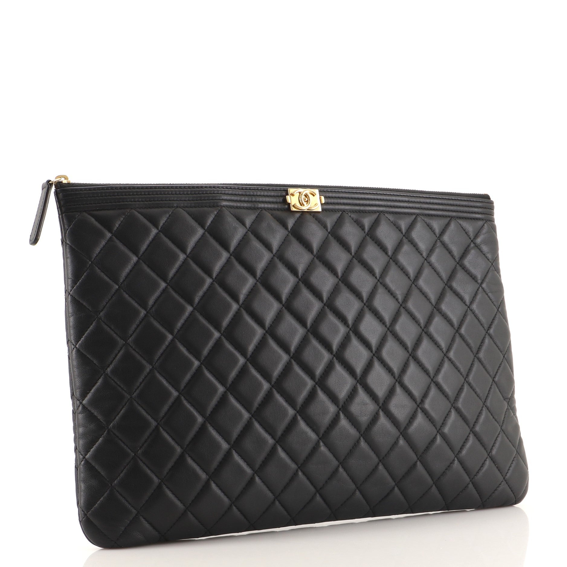 Boy O Case Clutch Quilted Lambskin Large