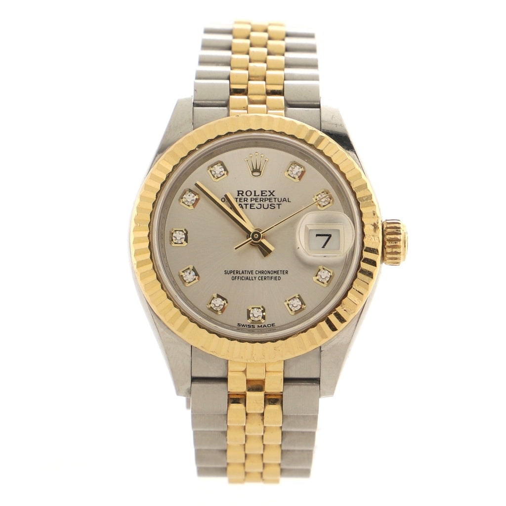 Oyster Perpetual Datejust Automatic Watch Stainless Steel and Yellow Gold with Diamond Markers 28