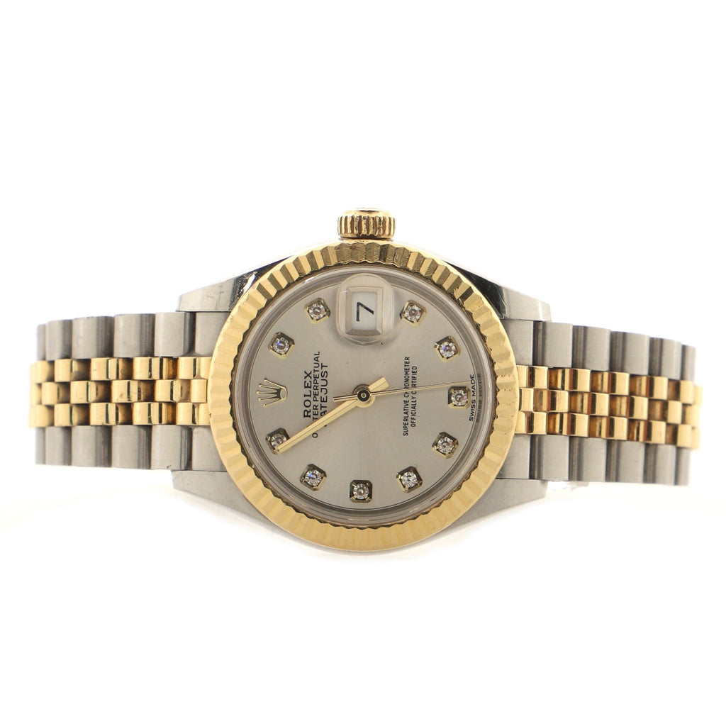 Oyster Perpetual Datejust Automatic Watch Stainless Steel and Yellow Gold with Diamond Markers 28