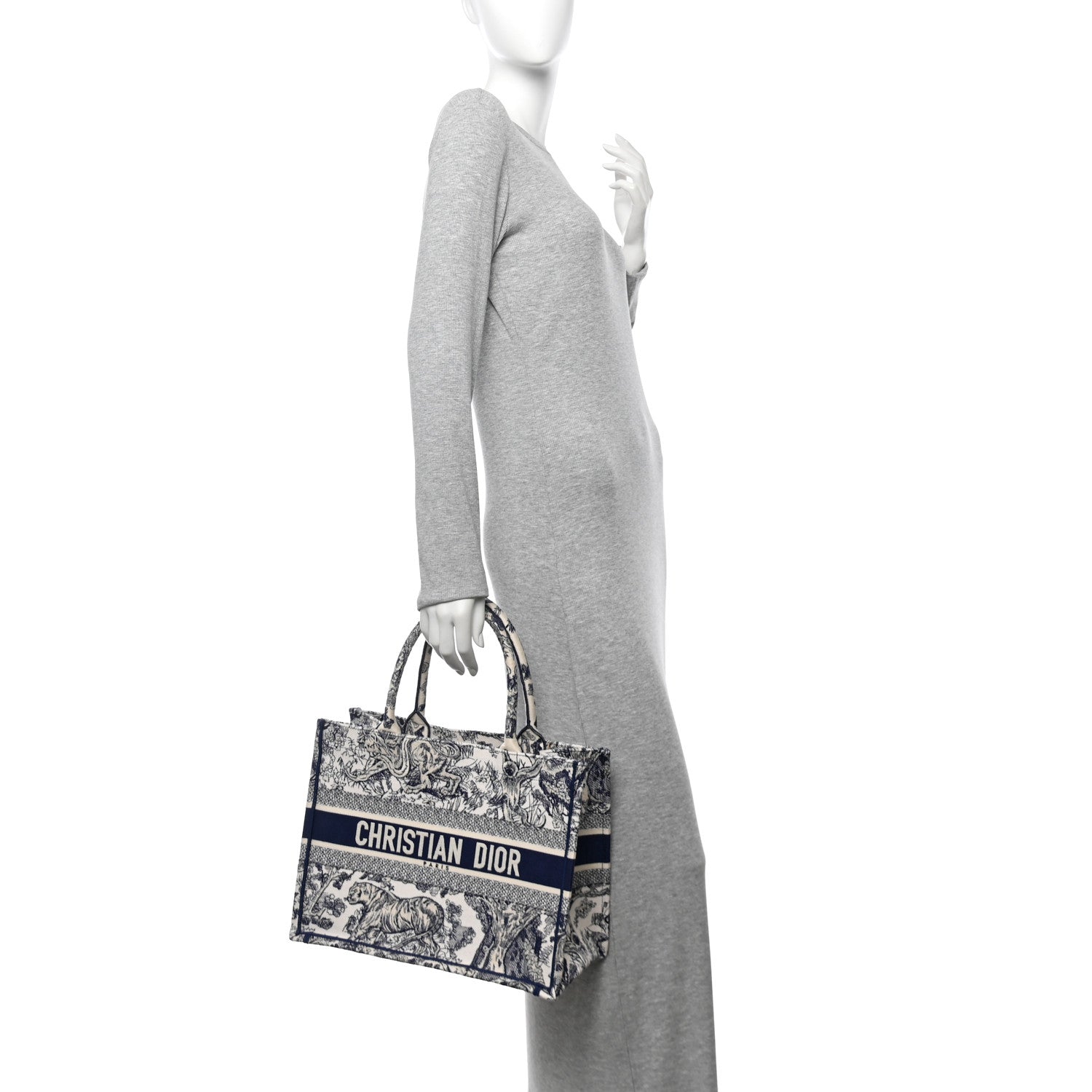 Canvas Embroidered Medium Dioriviera Toile De Jouy Reverse Book Tote Blue