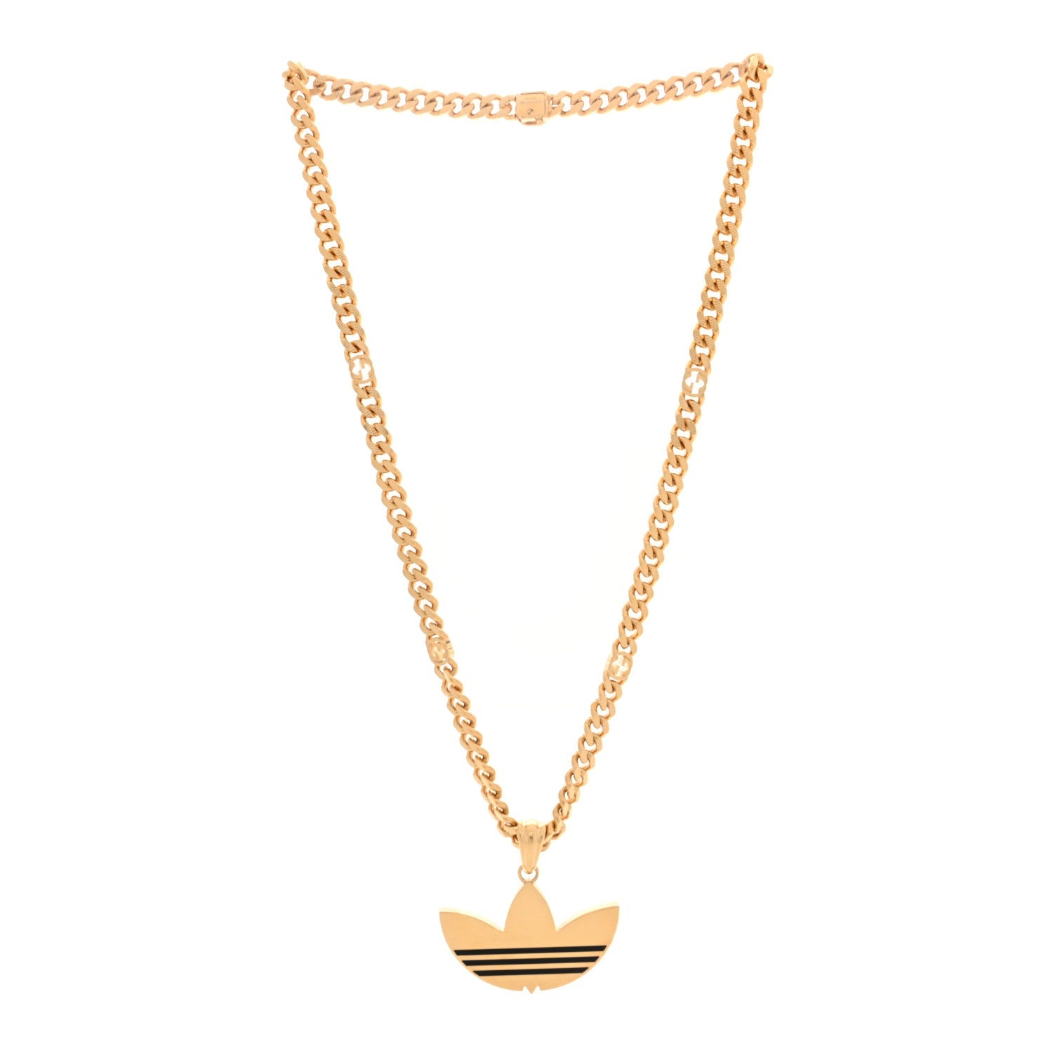 X ADIDAS Gourmette Trefoil Pendant Necklace Gold