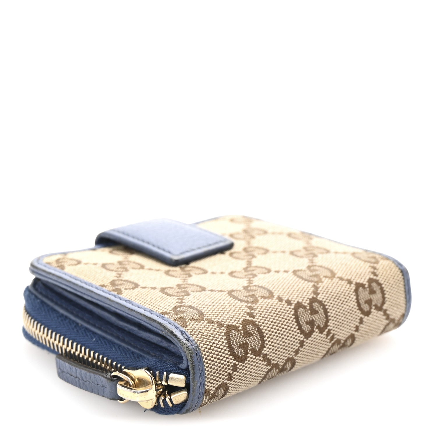 Monogram Dollar Calfskin Zip Around French Flap Wallet Beige Ebony Caspian