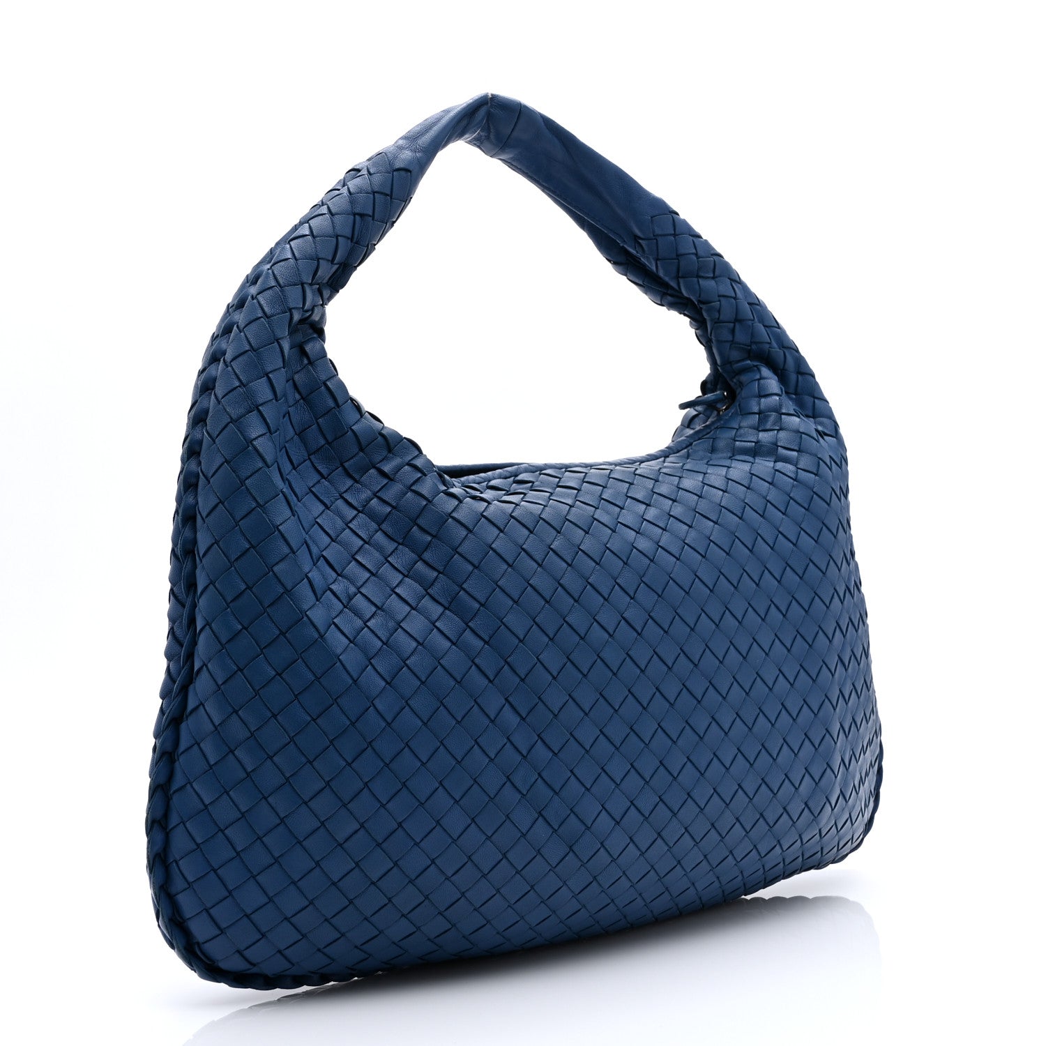 Nappa Intrecciato Medium Veneta Hobo Cobalt