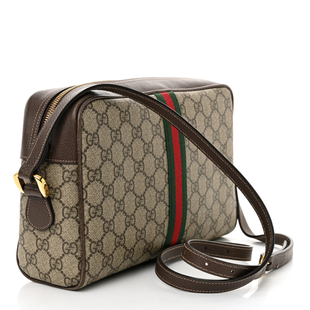 GG Supreme Monogram Web Small Ophidia Shoulder Bag Brown