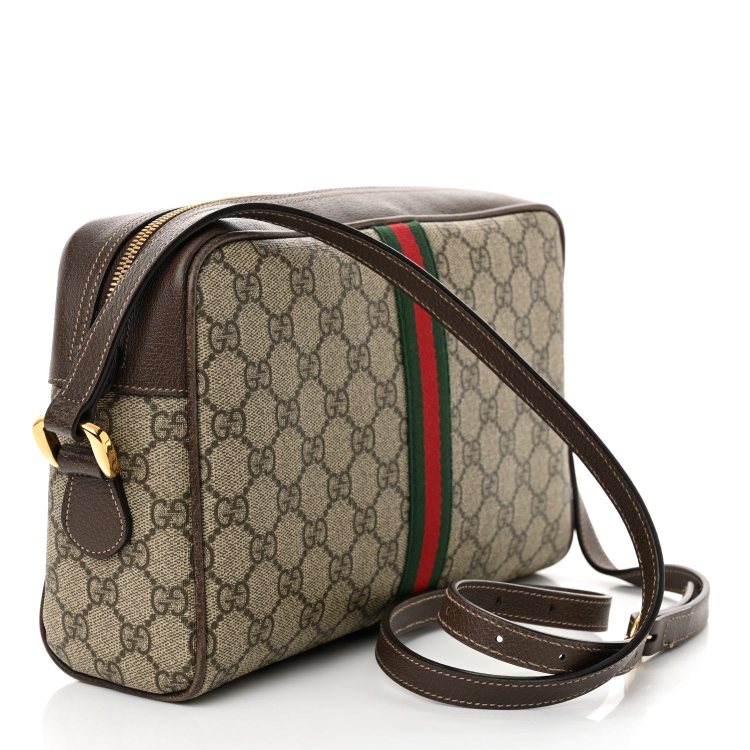 GG Supreme Monogram Web Small Ophidia Shoulder Bag Brown