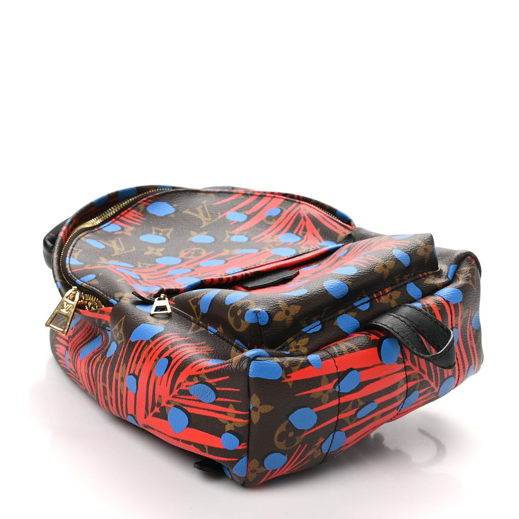 Monogram Jungle Dots Palm Springs Backpack PM Coquelicot Denim