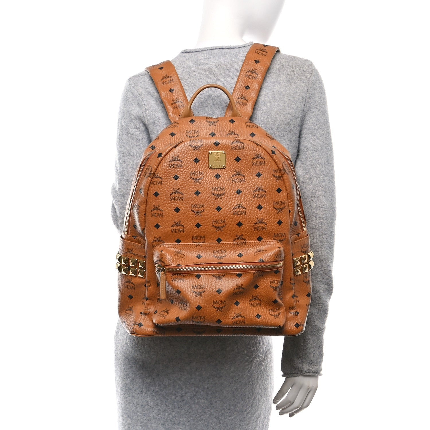 Visetos Medium Side Studs Stark Backpack Cognac