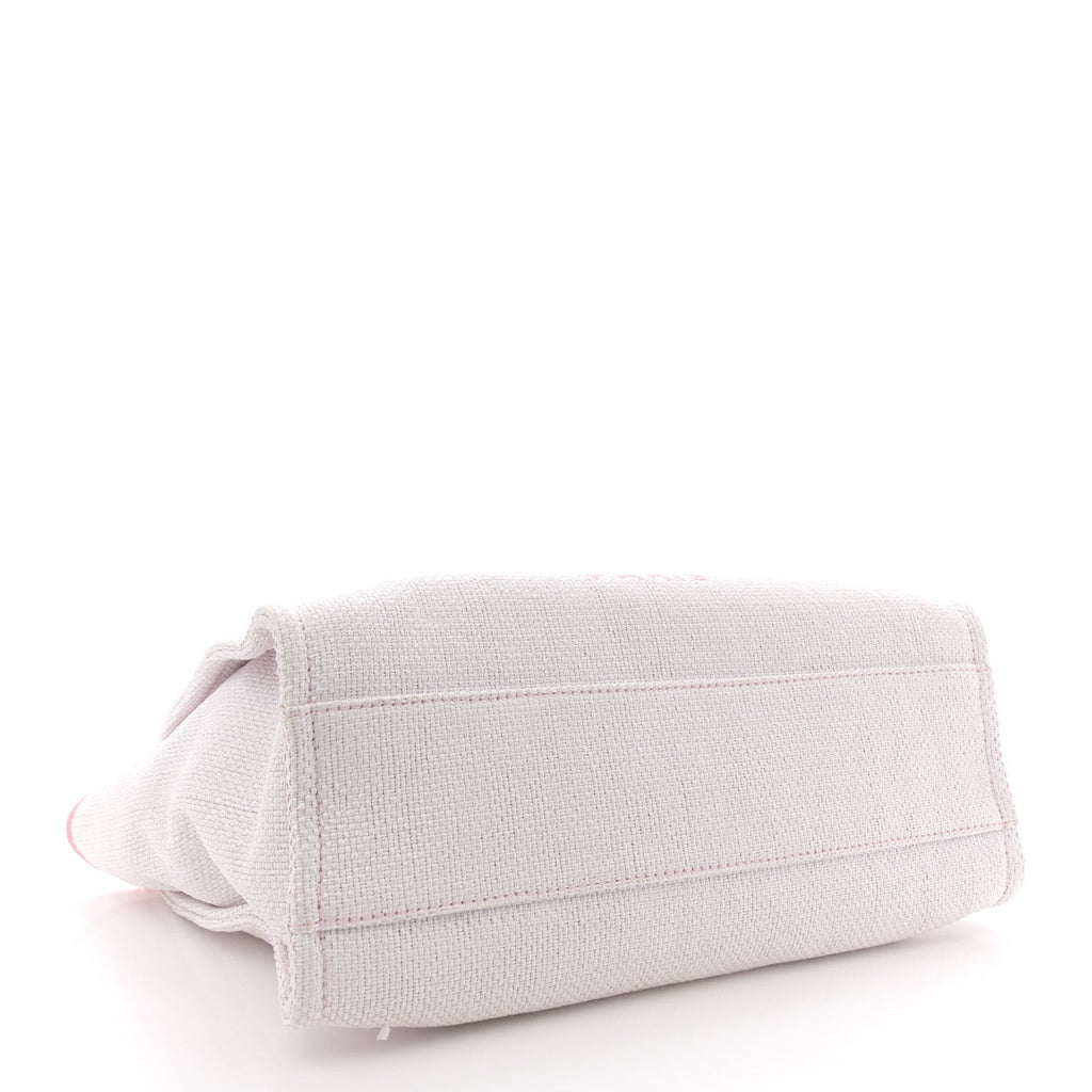 Woven Straw Raffia Small Deauville Tote Pink