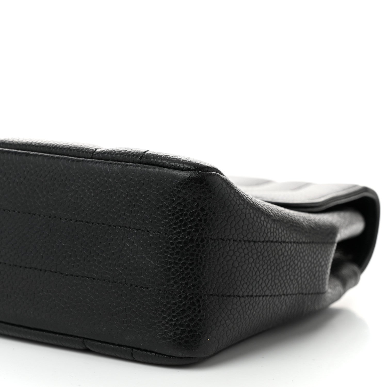 Caviar Vertical Quilted Small Single Flap Black