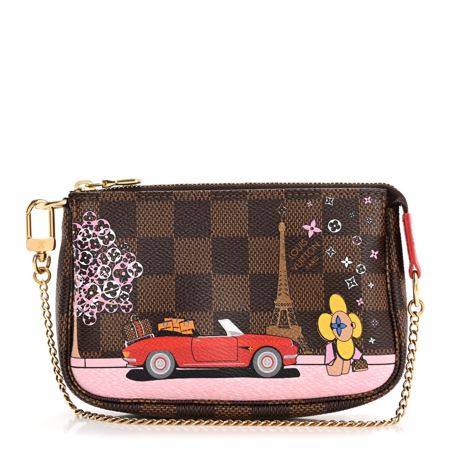 Damier Ebene 2019 Christmas Animation Mini Pochette Accessories Red