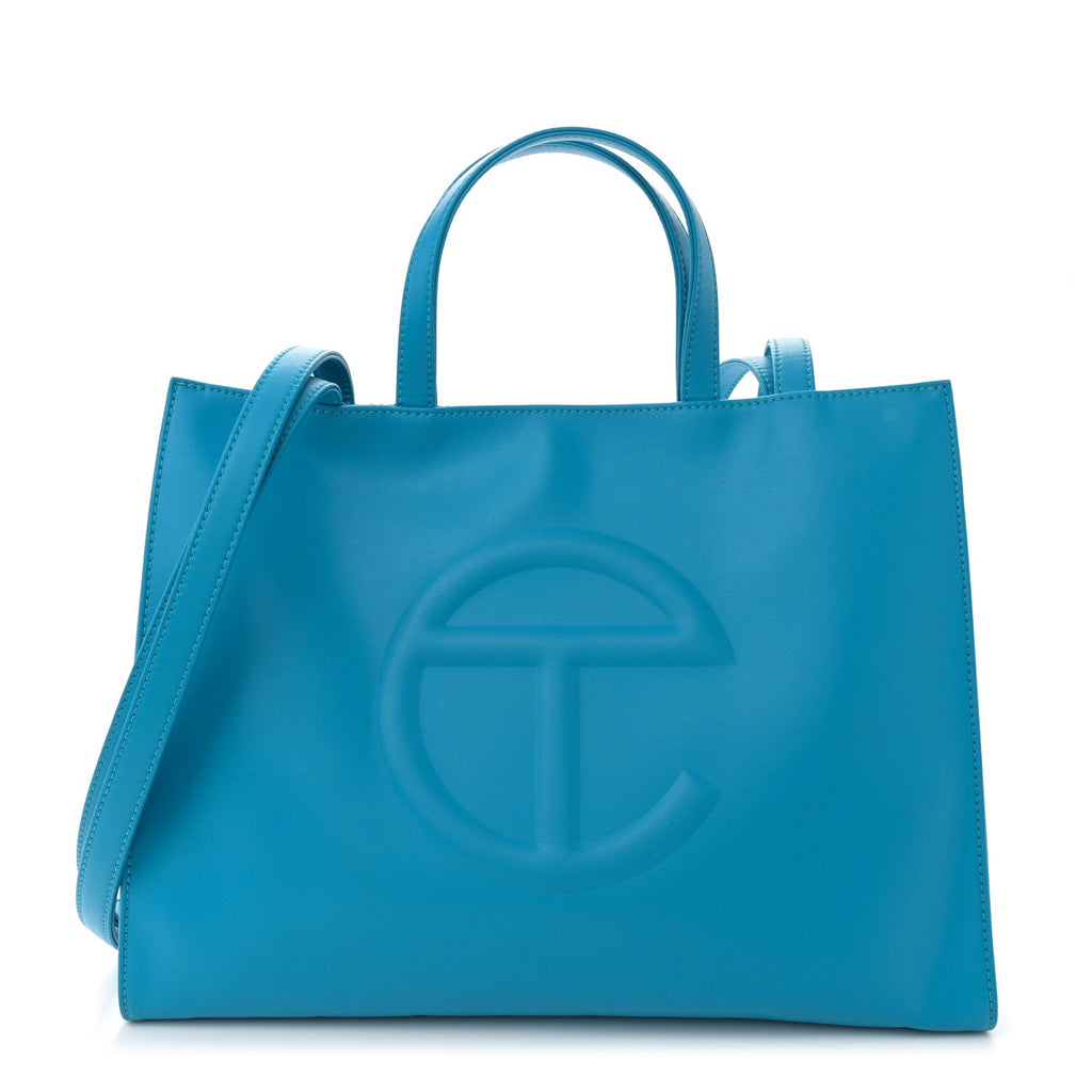 Vegan Leather Medium Shopping Bag Cyan