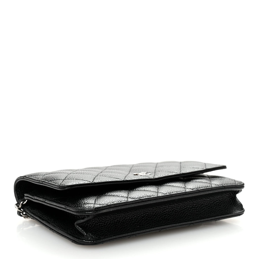 Caviar Quilted Wallet on Chain WOC Black