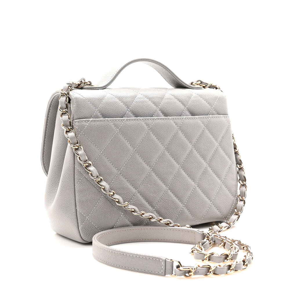 Caviar Quilted Medium Business Affinity Flap Grey