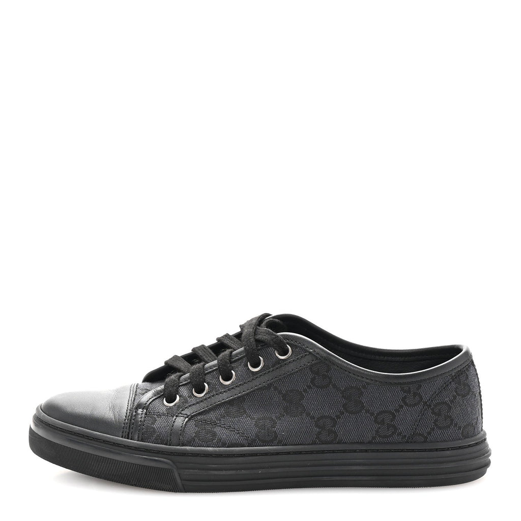 GG Monogram Calfskin Womens Low Top Sneakers 37 Piombo Black