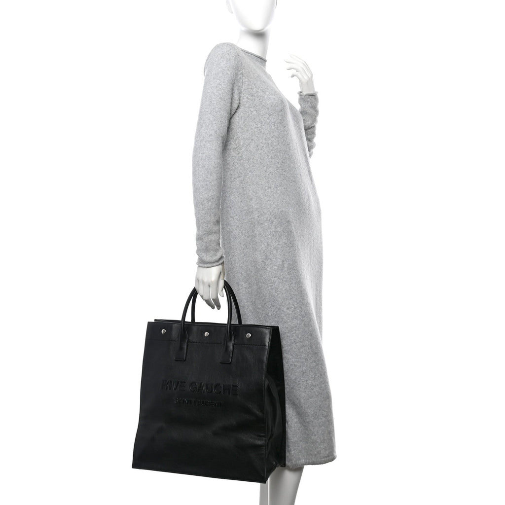 Calfskin Rive Gauche North South Tote Black