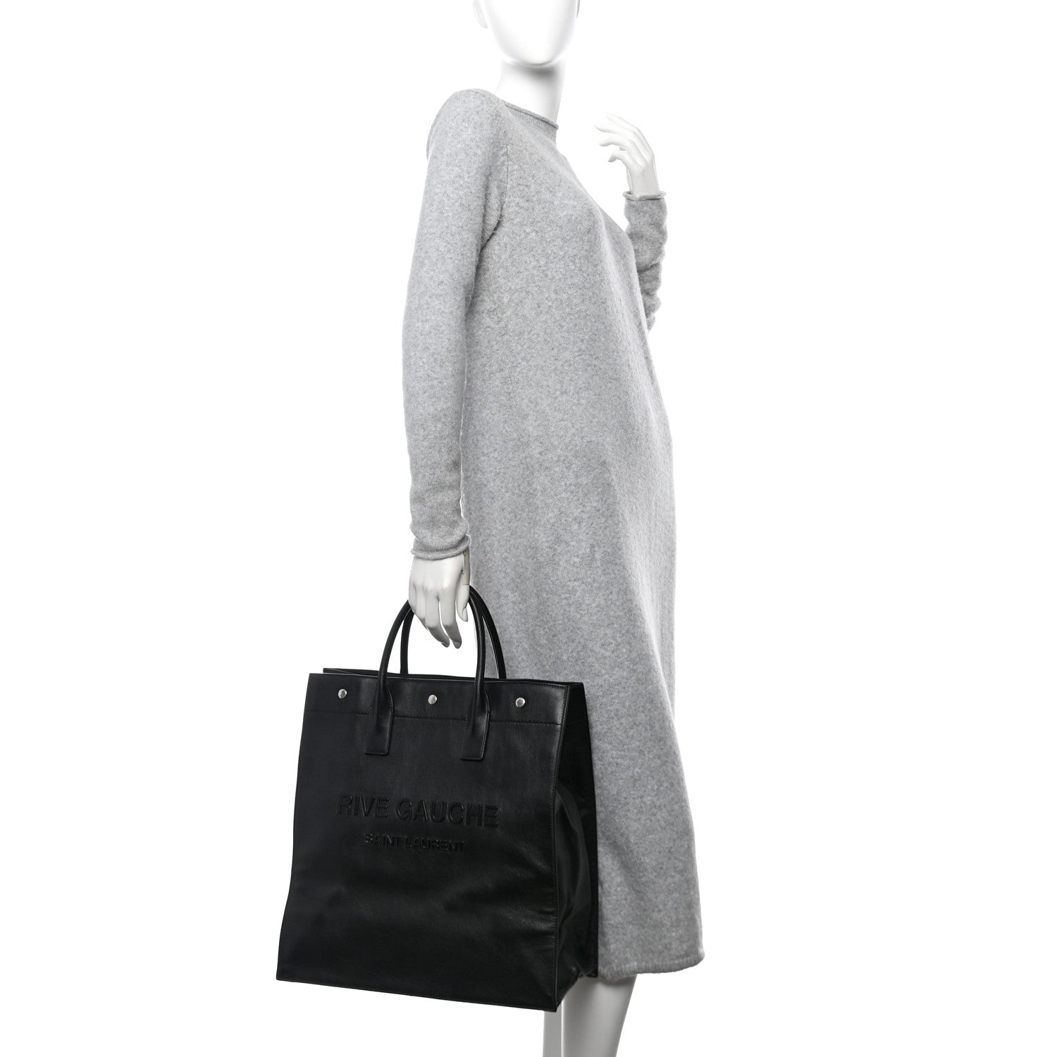 Calfskin Rive Gauche North South Tote Black