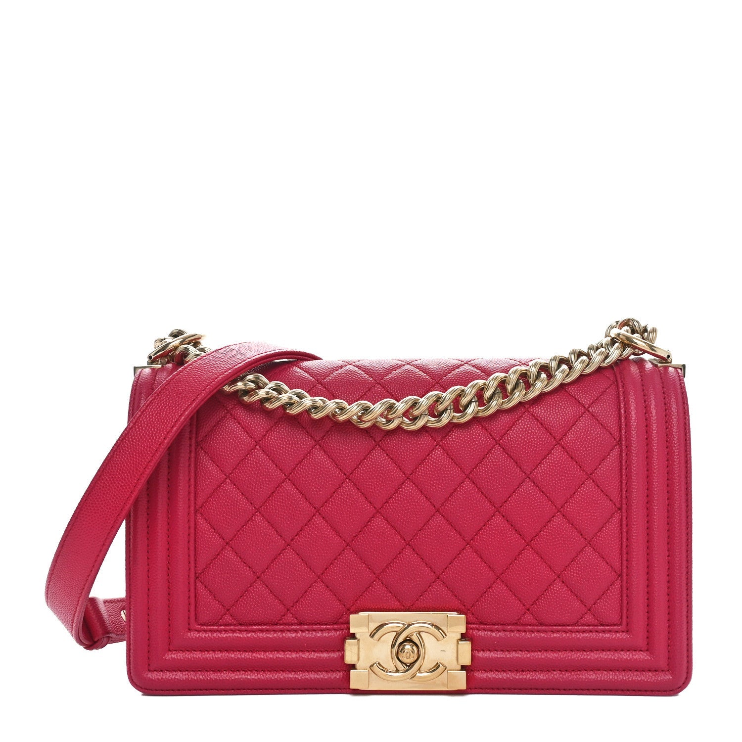 Caviar Quilted Medium Boy Flap Dark Pink